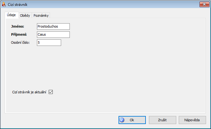 Karta cizího strávníka