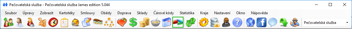 Tlačítko "Grafy" (označeno zeleně) na tlačítkové liště