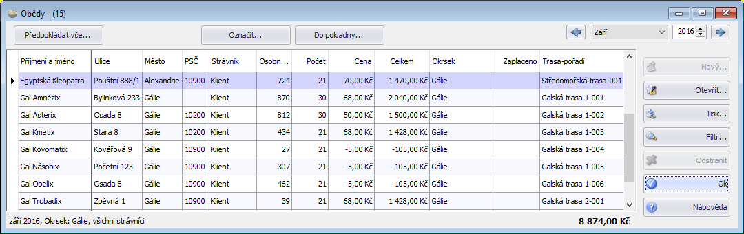 Okno Měsíční účtování