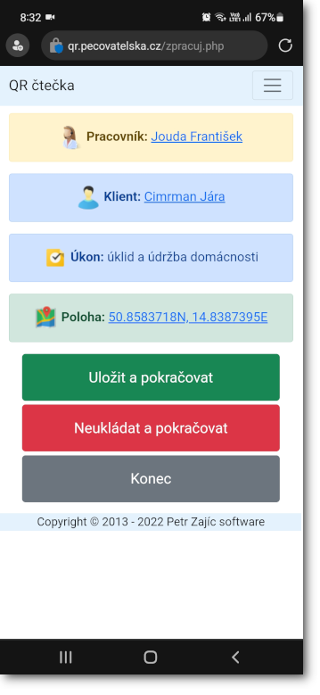 Zpracování QR kódu.