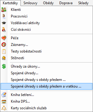 Programového menu "Kartotéky"