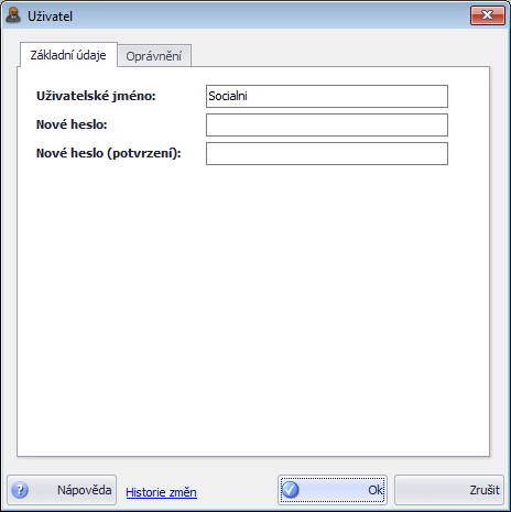 Okno uživatele programu
